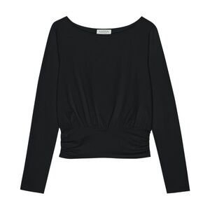 Nation LTD Lilah Long Sleeve Jet Black Boatneck Top XS